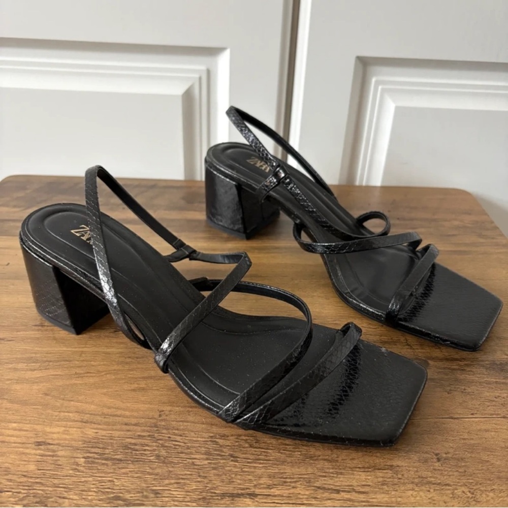 Zara Black Strappy Heels